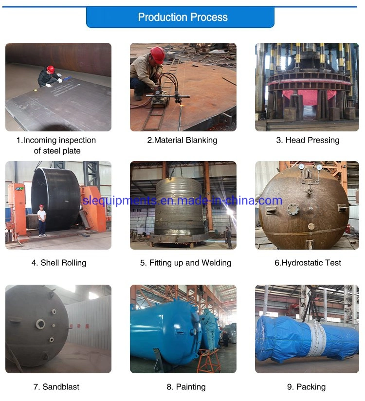 Horizontal Professional 2000L 5000L Industrial Pressure Vessel Compressed Air Surge Vessel